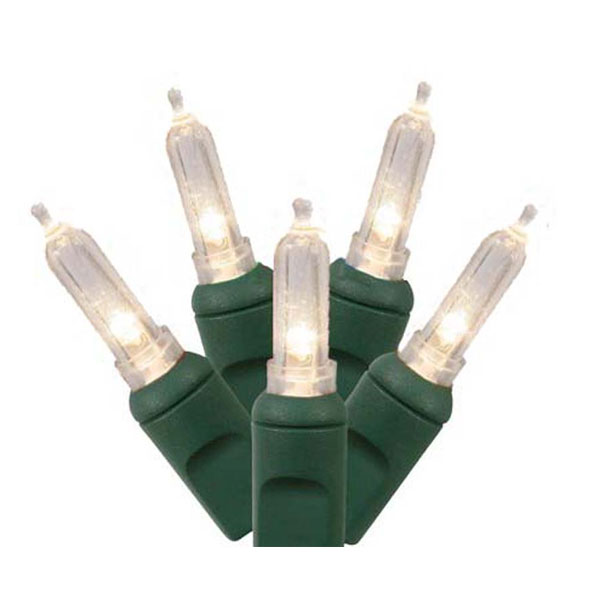 LED 100 LT Warm White Italian Mini Light Set- Green Wire - Image 2
